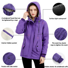 Purple Plush Warm Hooded Parka Coat TQK280128-8