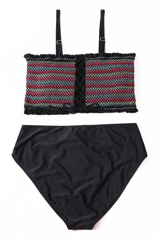 Elastic Shirring Suspender Two-piece Swimsuit