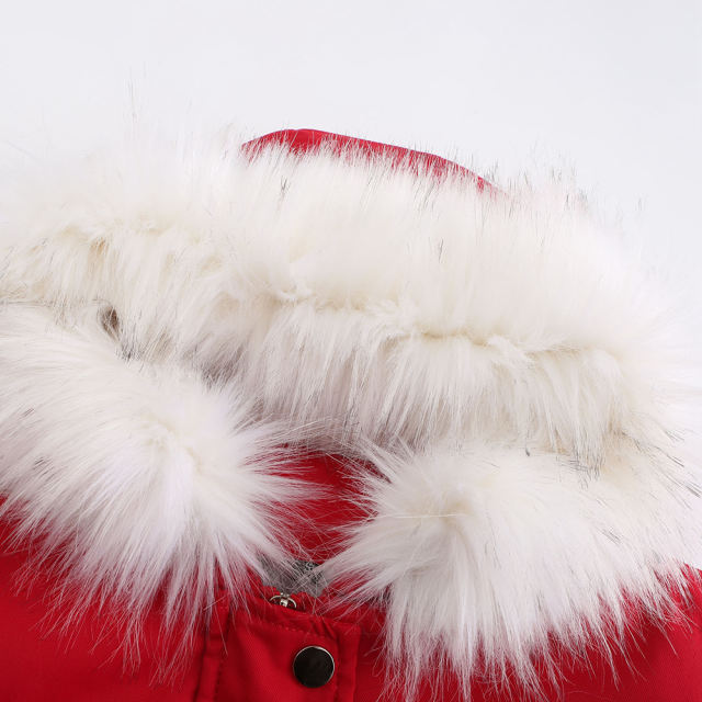 Red Fur Collar Warm Hooded Parka Coat TQK280129-3