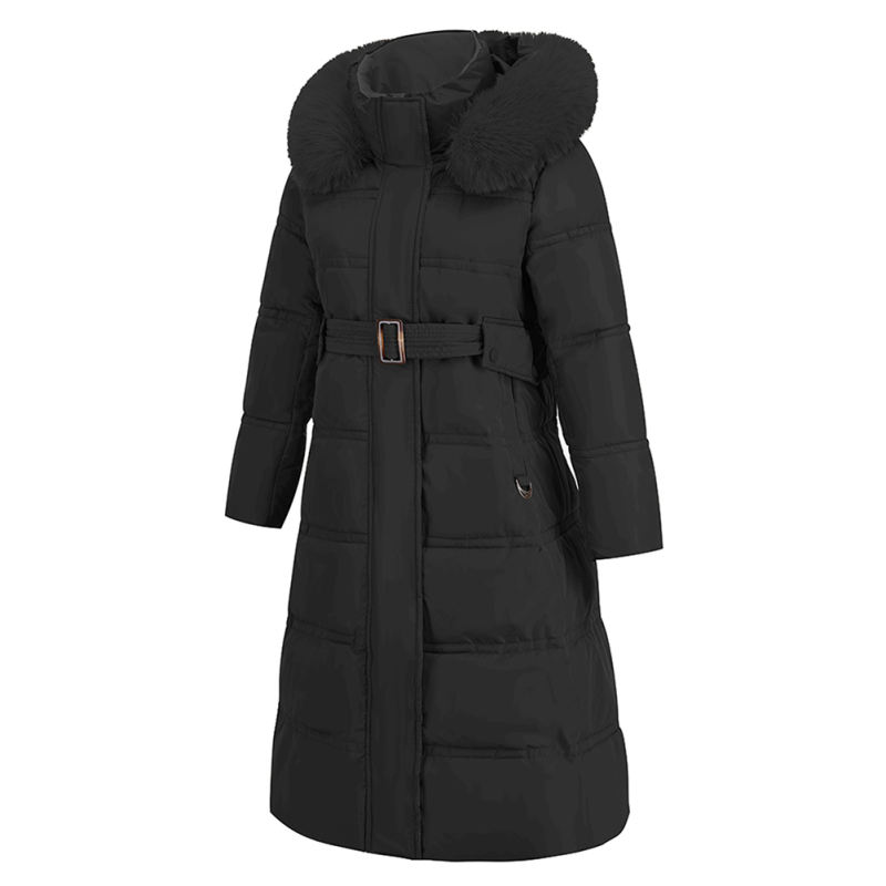 Black Slim Fit Thick Down Jacket Long Coat TQK280218-2
