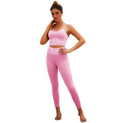 Pink Bra with Poacketed Pant Yoga Set TQE91359-10