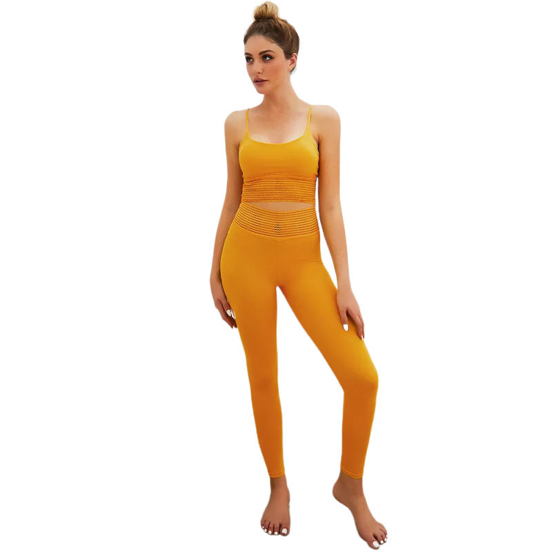 Orange Bra with Poacketed Pant Yoga Set TQE91359-14