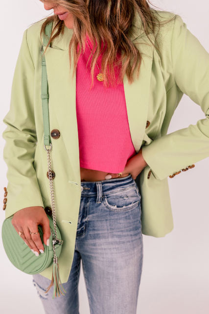 Double Breasted Pocketed Long Sleeve Blazer LC852340-9