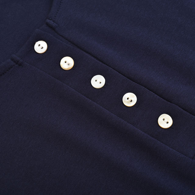 Navy Blue Zip Up Long Sleeve Bodysuit TQK550148-34