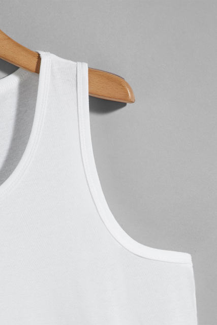 White Men\'s Solid Crew Neck Sleeveless Top MC256180-1