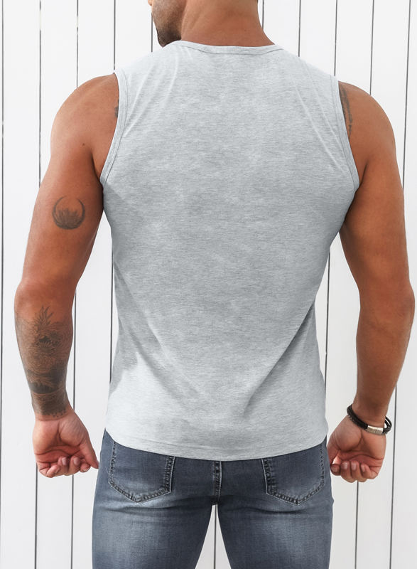 Gray Solid O Neck Slim-fit Men\'s Tank Top MC256181-11