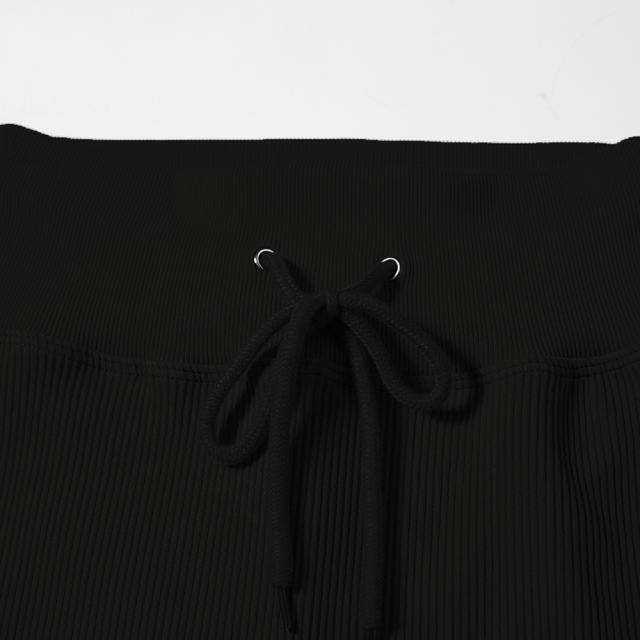 Black Seamless Stand Collar Jacket with Pant Yoga Set TQK710415-2