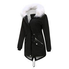 Black Fur Collar Warm Hooded Parka Coat TQK280129-2