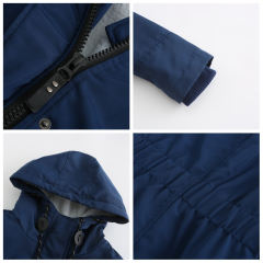 Navy Blue Plush Warm Hooded Parka Coat TQK280128-34