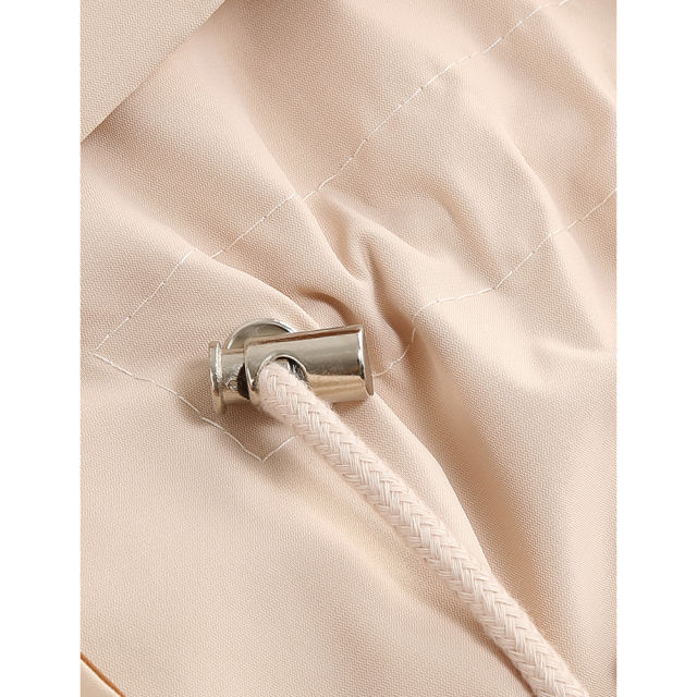 Apricot Zipper Plush Collar Parker Thick Coat 2pcs Set  TQK280219-18