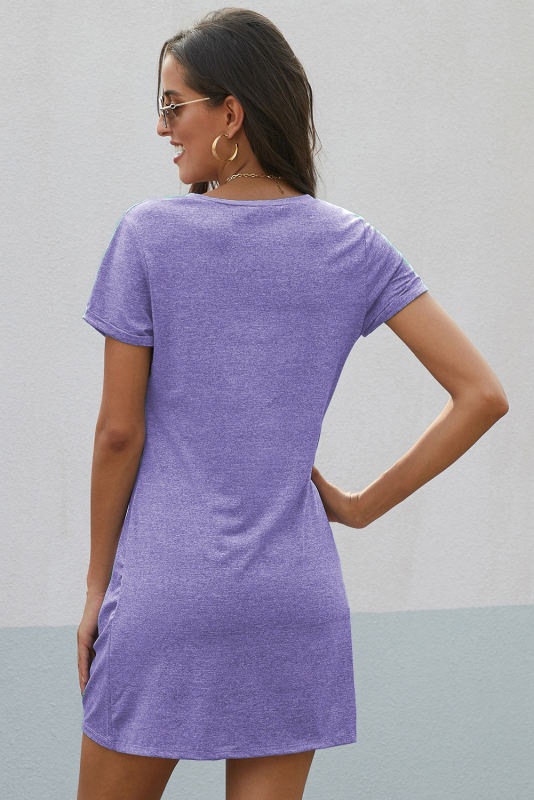 Purple The Triblend Side Knot Dress LC220784-8