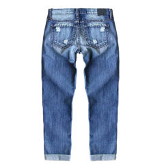 Blue Halloween Print Washed Ripped Wide Leg Jeans TQF511012-68