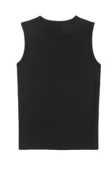 Black Solid O Neck Slim-fit Men\'s Tank Top MC256181-2