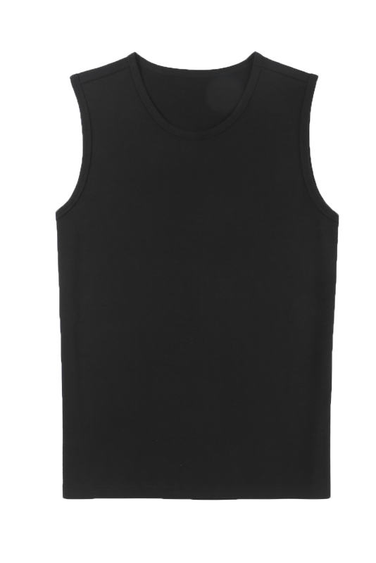 Black Solid O Neck Slim-fit Men\'s Tank Top MC256181-2