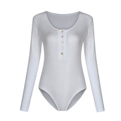 White Zip Up Long Sleeve Bodysuit TQK550148-1