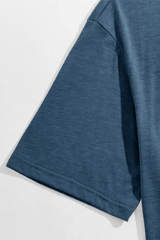 Blue Solid Basic Crewneck Short Sleeve Men\'s T-shirt MC252852-5