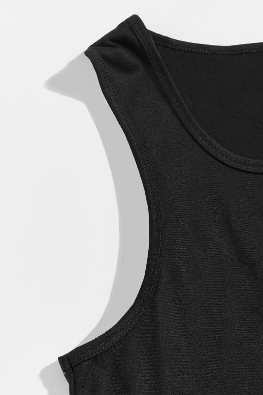 Black Men\'s Solid Crew Neck Sleeveless Top MC256180-2