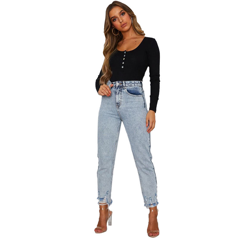 Black Zip Up Long Sleeve Bodysuit TQK550148-2