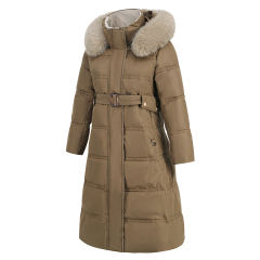 Brown Slim Fit Thick Down Jacket Long Coat TQK280218-17