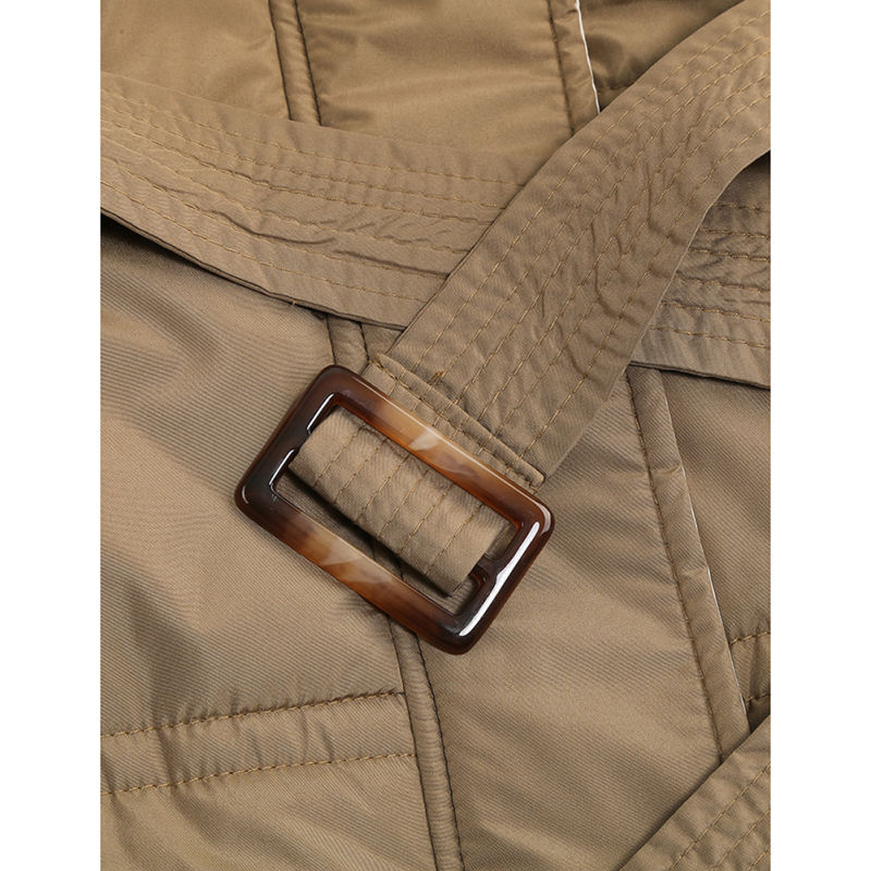Brown Slim Fit Thick Down Jacket Long Coat TQK280218-17