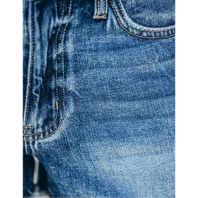 Blue Ripped Raw Hem Denim Shorts TQK530077-5