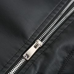 Black Zipper &amp; Bandage PU Leather Jacket TQK280142-2