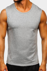 Gray Solid O Neck Slim-fit Men\'s Tank Top MC256181-11