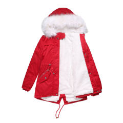 Red Fur Collar Warm Hooded Parka Coat TQK280129-3