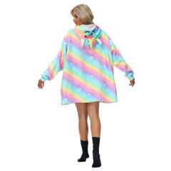 Multicolor Unicorn Cartoon Print Blanket Hoodie TQK230363-29