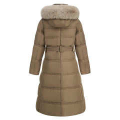 Brown Slim Fit Thick Down Jacket Long Coat TQK280218-17