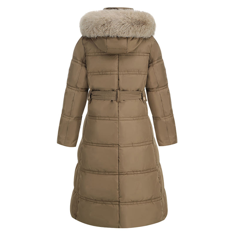 Brown Slim Fit Thick Down Jacket Long Coat TQK280218-17