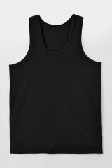 Black Men\'s Solid Crew Neck Sleeveless Top MC256180-2
