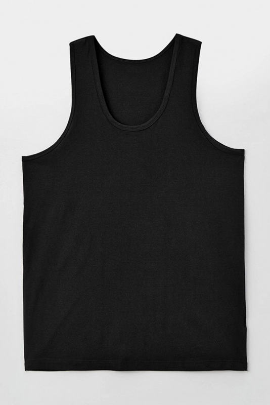 Black Men\'s Solid Crew Neck Sleeveless Top MC256180-2