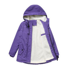Purple Plush Warm Hooded Parka Coat TQK280128-8