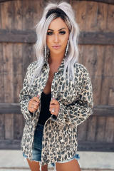 Leopard Print Button up Denim Jacket LC788209-20
