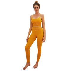 Orange Bra with Poacketed Pant Yoga Set TQE91359-14