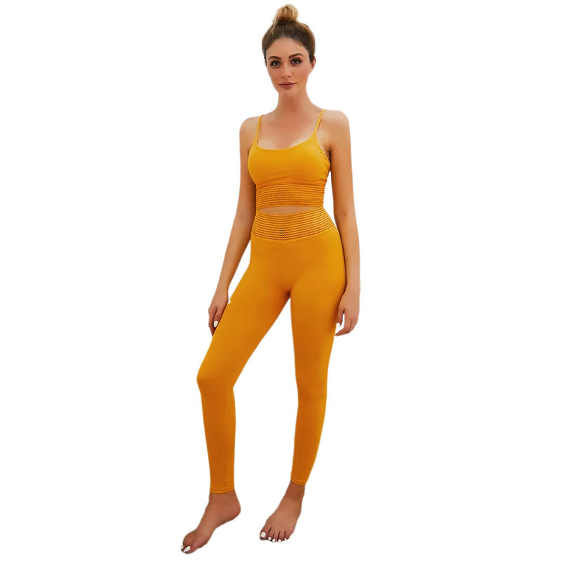 Orange Bra with Poacketed Pant Yoga Set TQE91359-14
