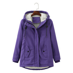 Purple Plush Warm Hooded Parka Coat TQK280128-8