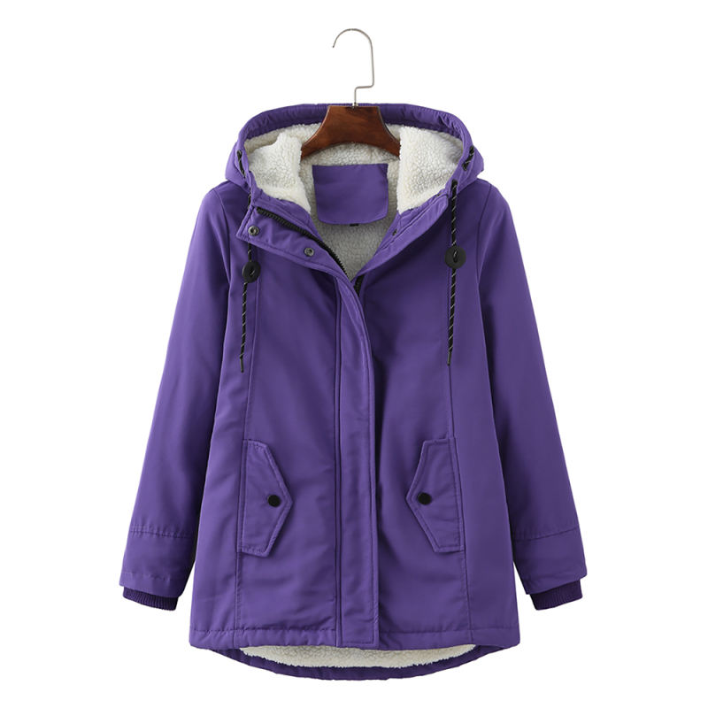 Purple Plush Warm Hooded Parka Coat TQK280128-8