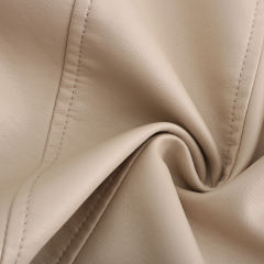 Beige Rivet Decoration Turndown Collar PU Leather Jacket TQK280137-46