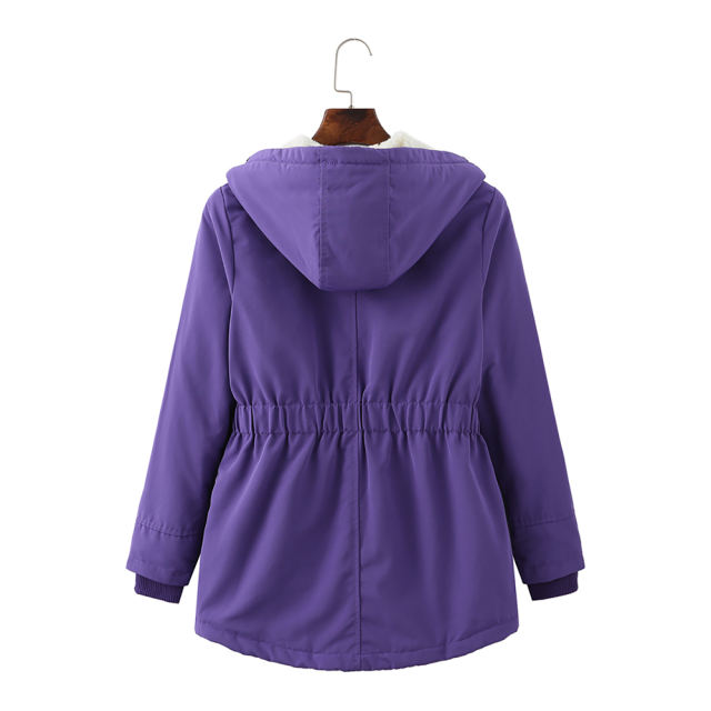 Purple Plush Warm Hooded Parka Coat TQK280128-8