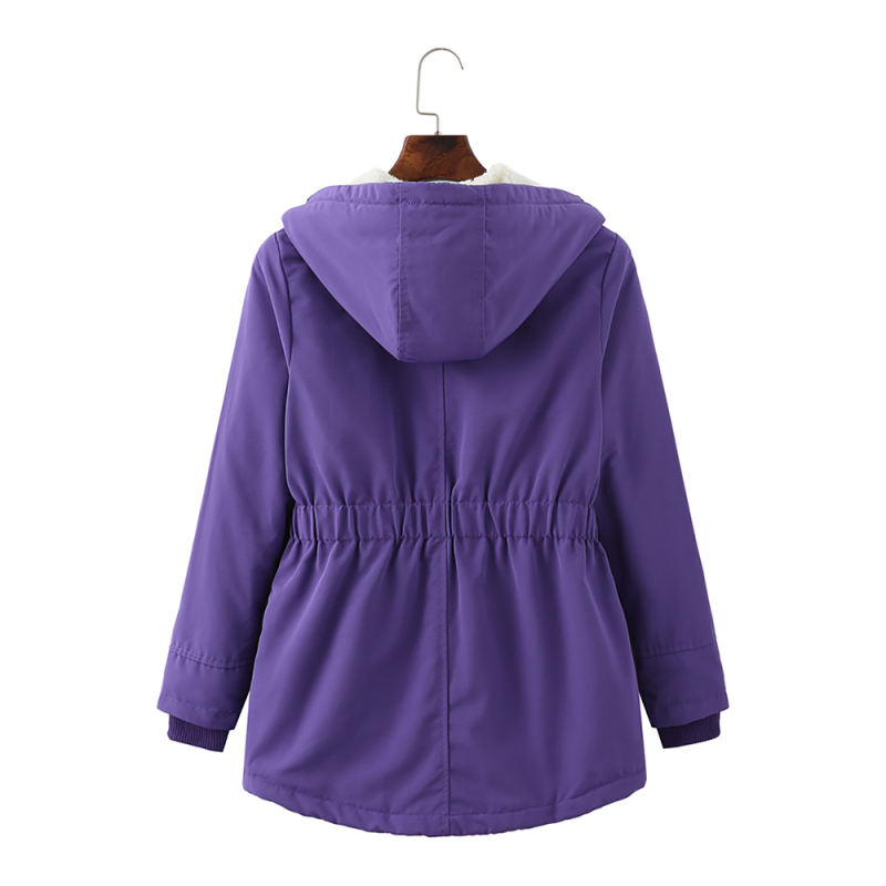 Purple Plush Warm Hooded Parka Coat TQK280128-8