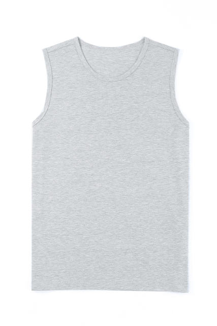 Gray Solid O Neck Slim-fit Men\'s Tank Top MC256181-11