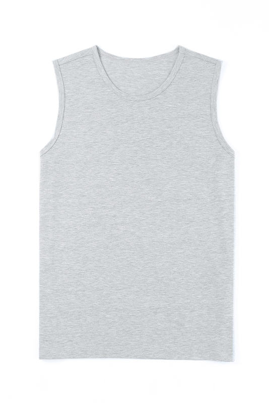 Gray Solid O Neck Slim-fit Men\'s Tank Top MC256181-11