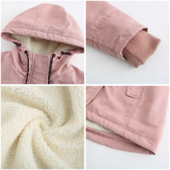 Pink Plush Warm Hooded Parka Coat TQK280128-10