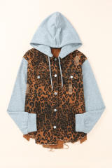 Leopard Ripped Hooded Denim Jacket LC788145-20
