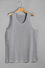 Gray Men\'s Solid Crew Neck Sleeveless Top MC256180-11