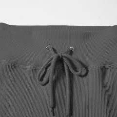 Gray Seamless Stand Collar Jacket with Pant Yoga Set TQK710415-11