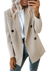 Chevron Ribbed Double Breasted Lapel Collar Blazer LC852391-17