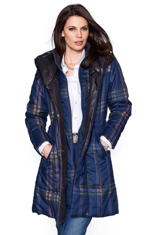 Blue Vintage Plaid Cotton Quilted Trench Coat LC85189-5